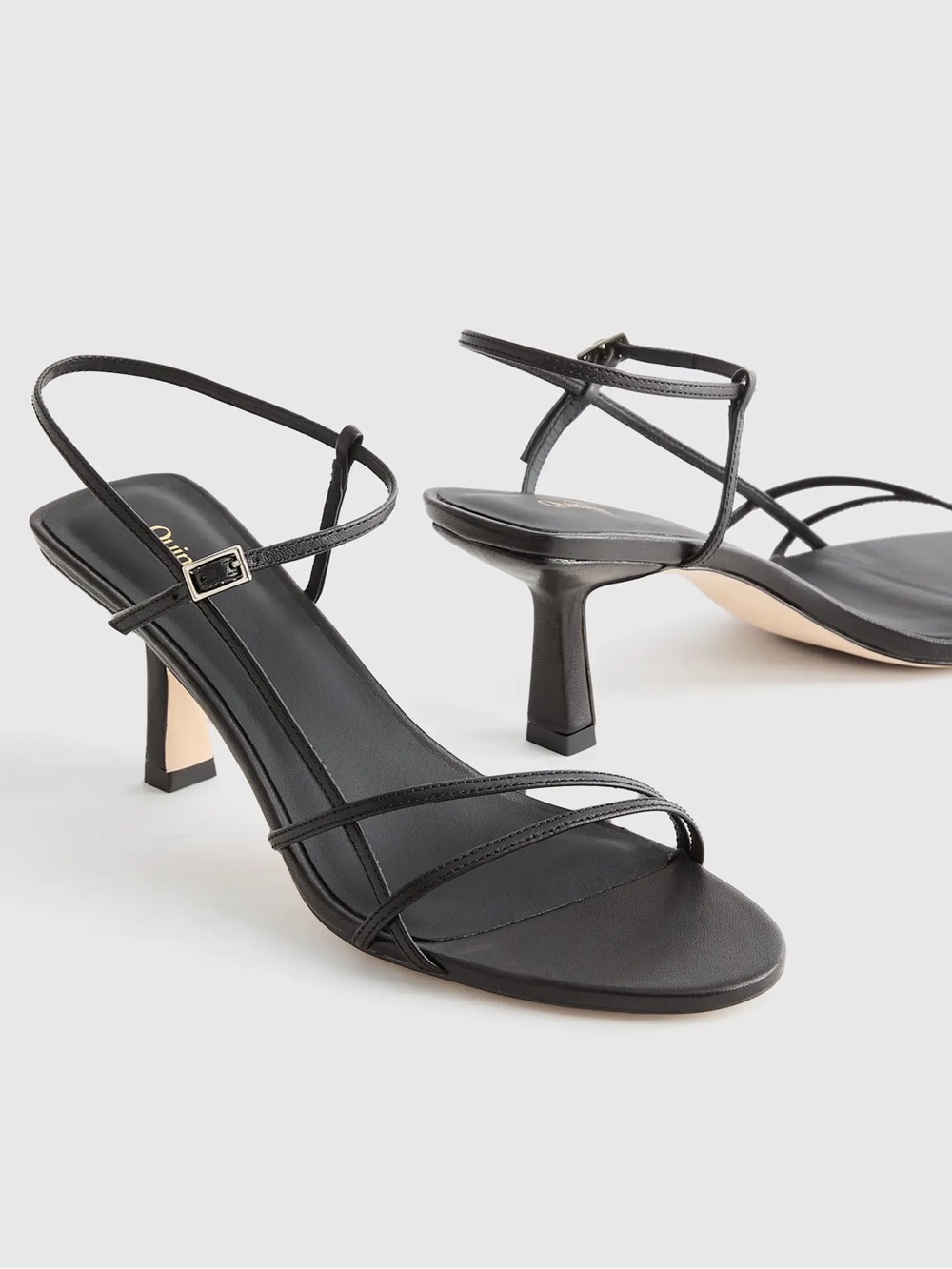 NIB Quince Women's Black Strappy Mid-Heel Sandals size 8 - Picture 6 of 9